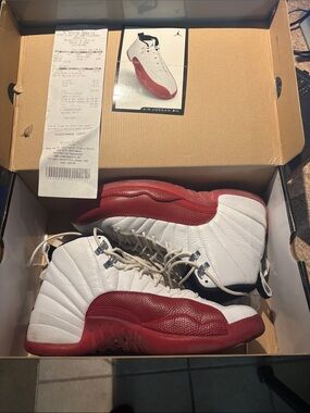 Air Jordan XII Retro White & Red Sneakers